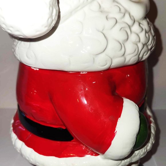 RARE Enesco Santa Cookie Jar 1980s | Glazed Porcelain | Hand-Painted | 10" Tall - Picture 6 of 14